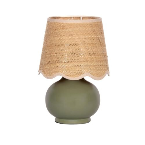 TORONATA Benton Ceramic Table Lamp with Fabric Shade – 13" Bedside Accent Lamp for Bedroom, Living Room & Nightstand (Green) | Amazon (US)