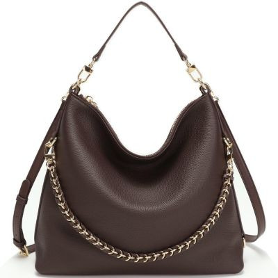 Susu Riva Leather Convertible Hobo Bag Shoulder and Crossbody with Chain Detail - Chocolate brown/espresso | Macy's