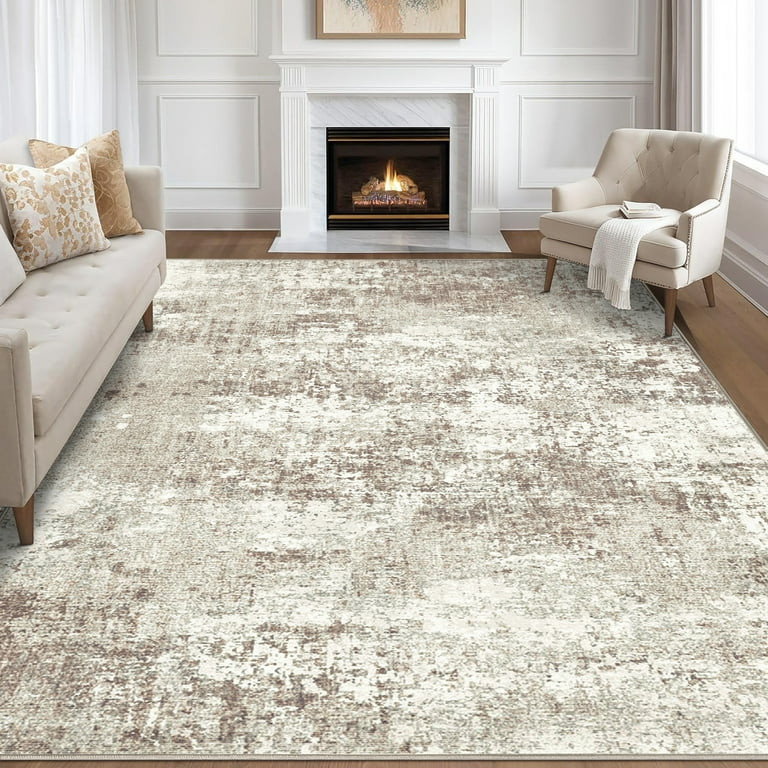 BERTHMEER 4'x6' Abstract Area Rugs for Living Room Entryway Office Washable Rugs, Non-slip, Beige | Walmart (US)