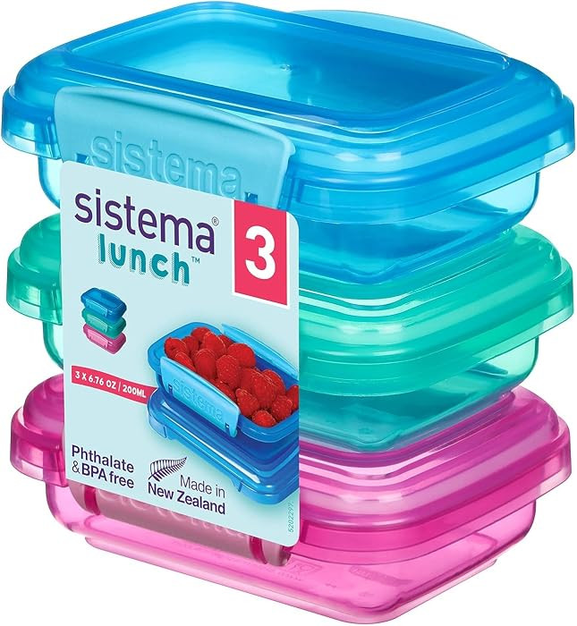 Sistema Lunch Collection Food Storage Containers, 6.7 oz./0.2 L, Pink/Green/Blue, 3 Count | Amazon (US)