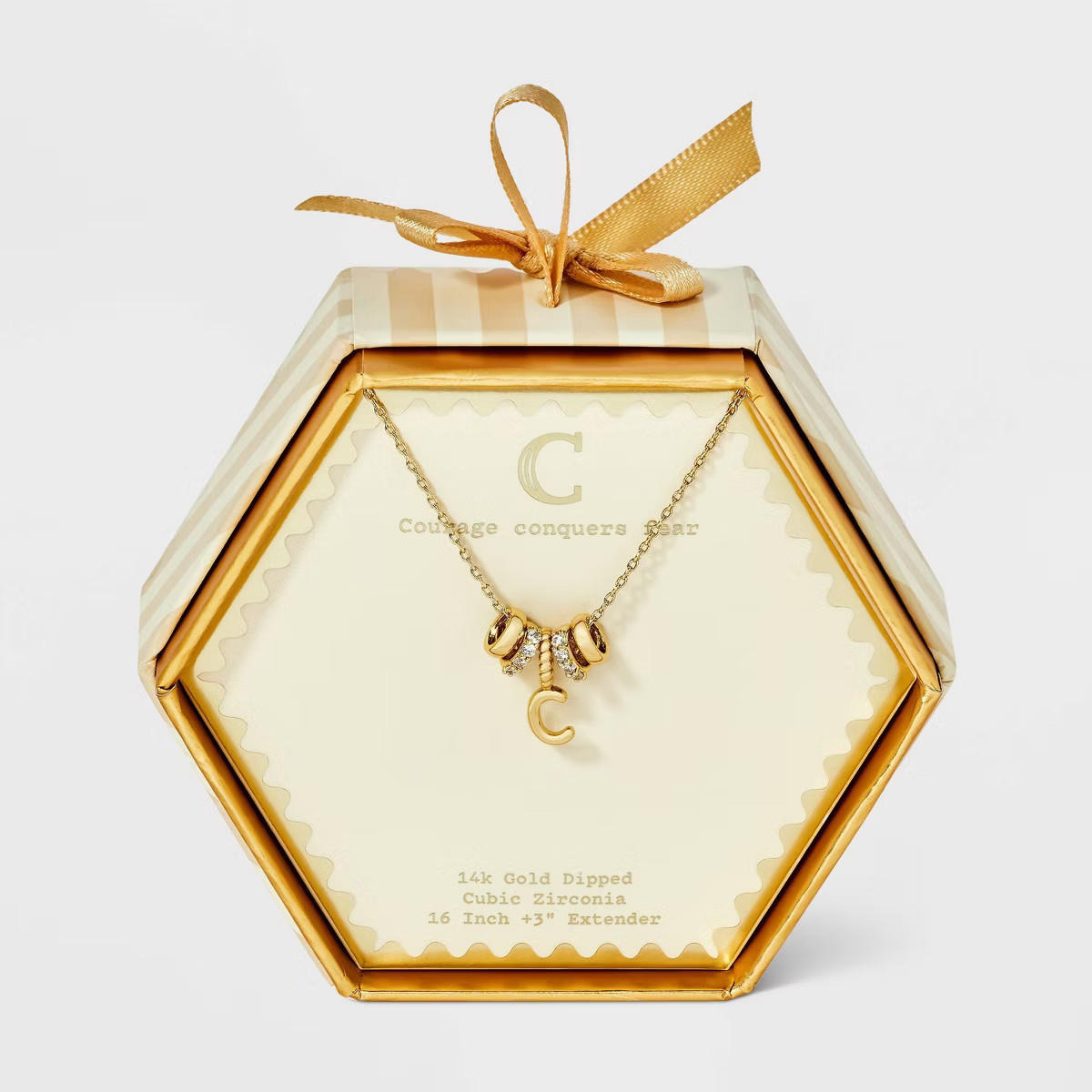 14K Gold Dipped Cubic Zirconia Rondelle Initial Necklace - A New Day™ Gold | Target