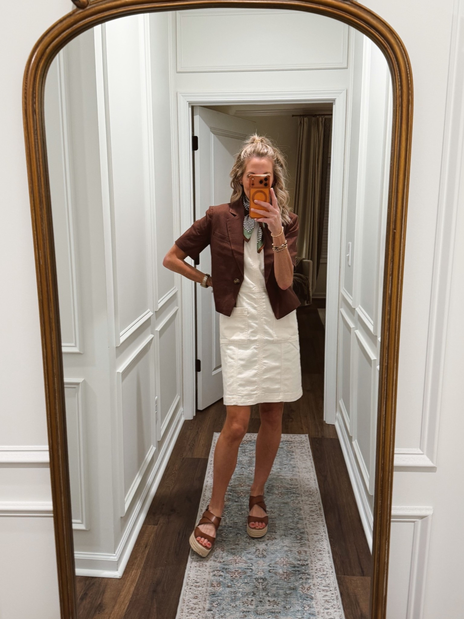 Today’s outfit of the day!! @loft dress and @Kohl's short sleeve linen blazer. Size 0 dress extra small in blazer.