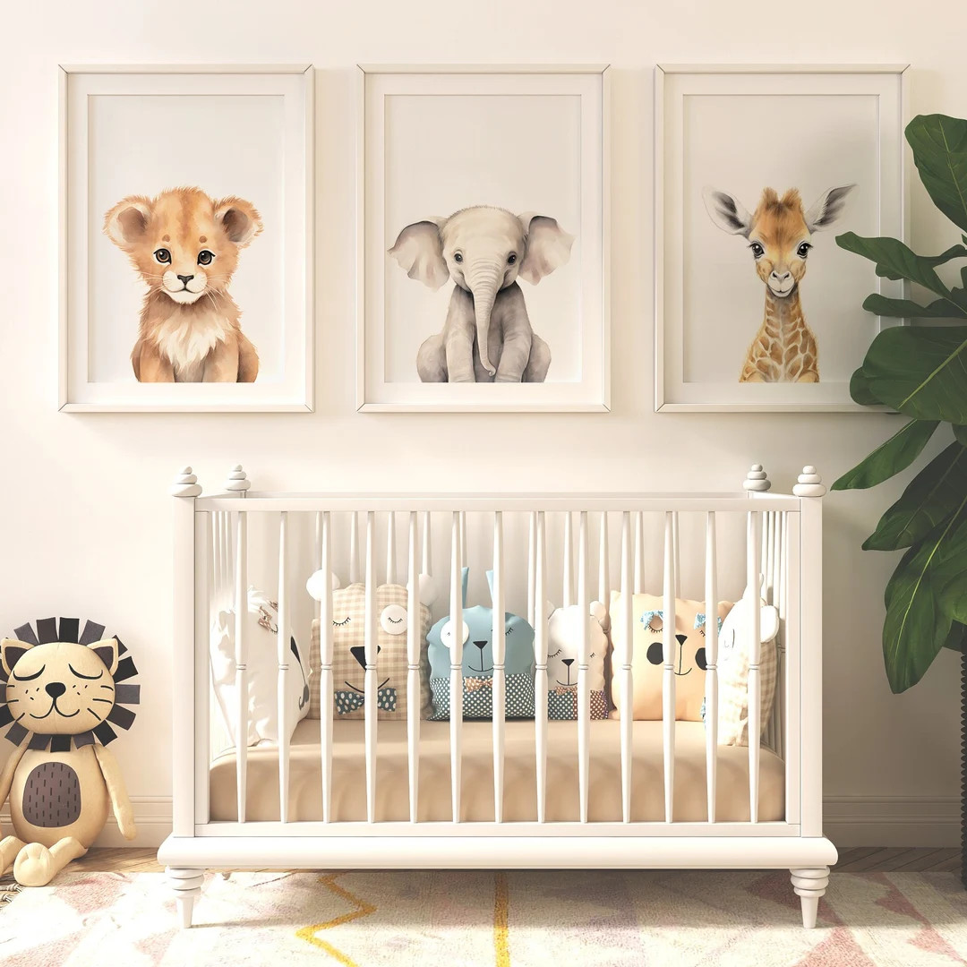Safari Nursery Prints Baby Room Decor Gender Neutral Nursery Prints Newborn Gift, Nursery Art Ele... | Etsy (US)