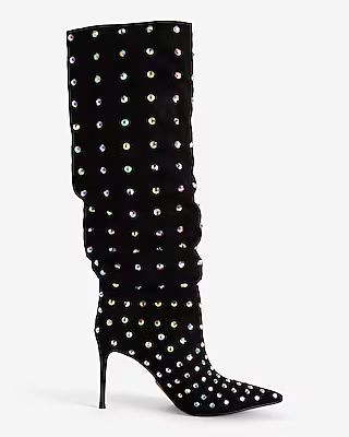 Brian Atwood X Express Rhinestone Slouch Thin Heel Boots | Express