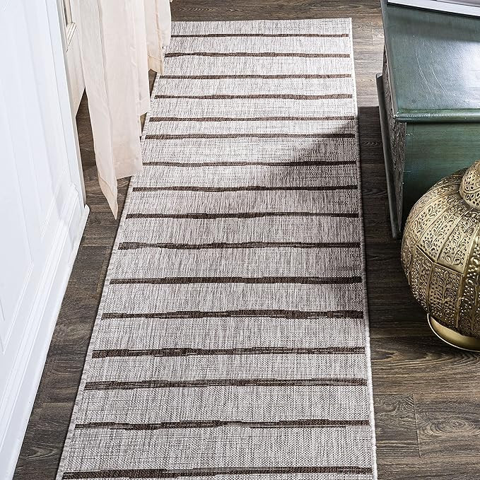 JONATHAN Y Berber Stripe Indoor Outdoor Runner Rug 2X8 Beige/Brown, Colonia for Backyard, Patio, ... | Amazon (US)
