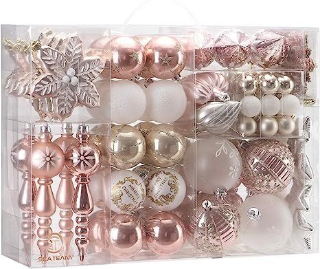 Sea Team 108-Pack Assorted Shatterproof Christmas Ball Ornaments Set Decorative Baubles Pendants ... | Amazon (US)