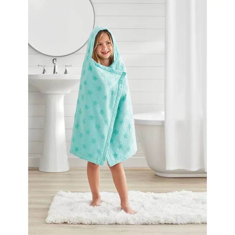 Your Zone Kids Teal Star Cotton Hooded Towel | Walmart (US)
