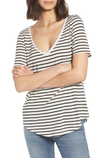 Women's Bp. Raw Edge V-Neck Tee, Size XX-Small - Ivory | Nordstrom