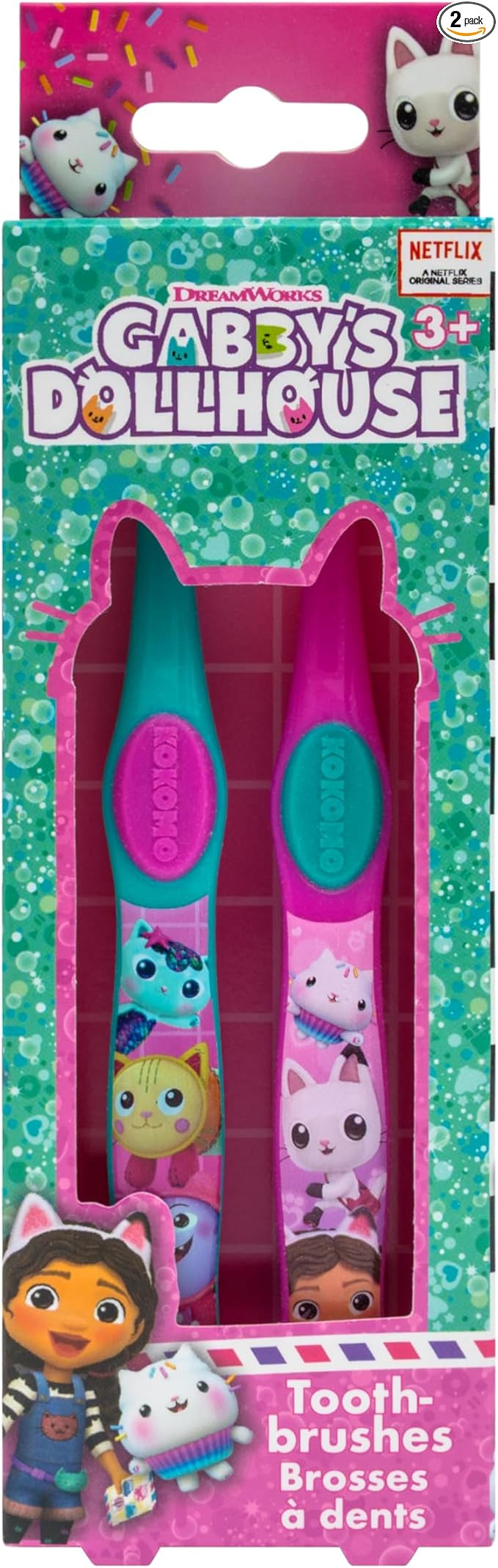 Gabby's Dollhouse Children's Twin Toothbrush - Manual - 2 Pack | Amazon (UK)