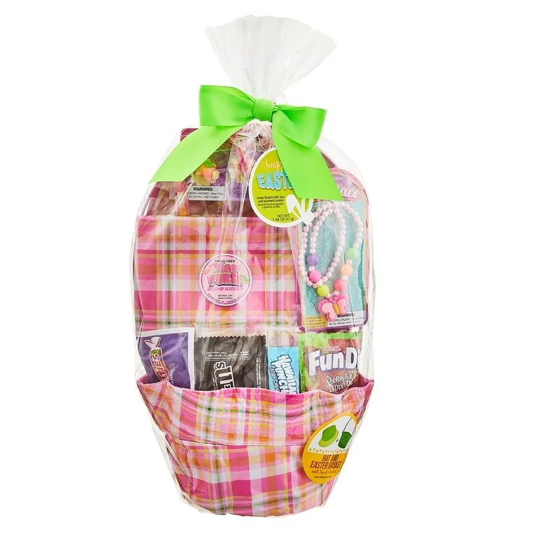 Pink Plaid Hat Filled Easter Basket with Toys and Candies - Girl, Child, Wondertreats | Walmart (US)