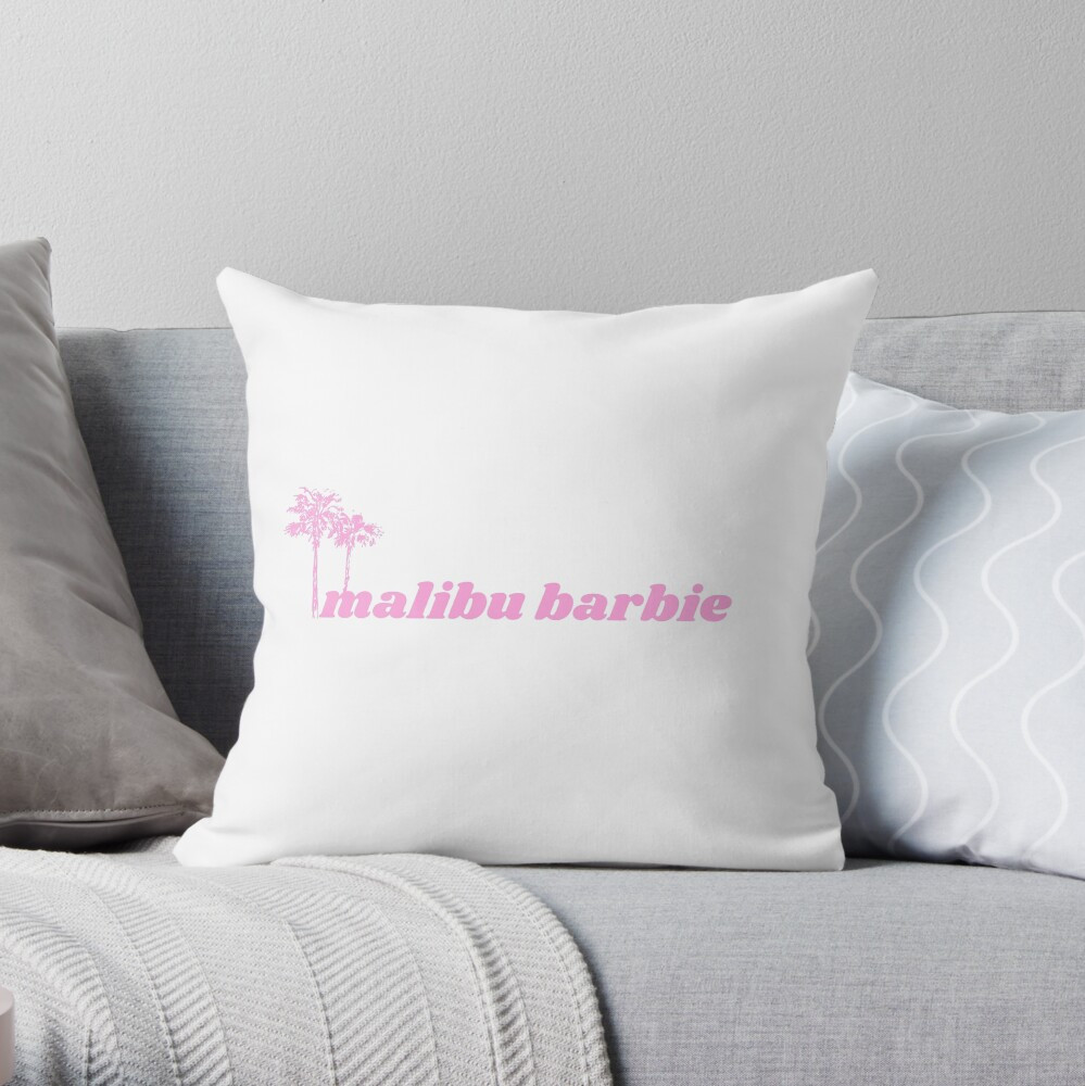 malibu barbie pastel pink palm trees Throw Pillow | Redbubble (US)