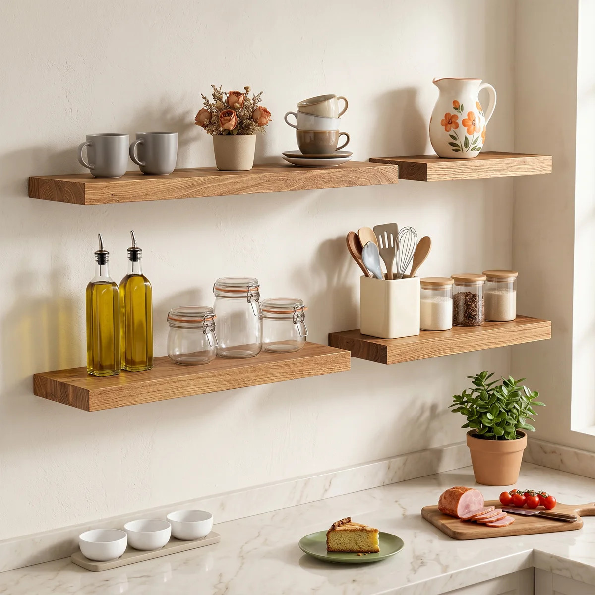Desseray Set of 2 Reclaimed Elm Floating Shelves (Set of 2) | Wayfair North America