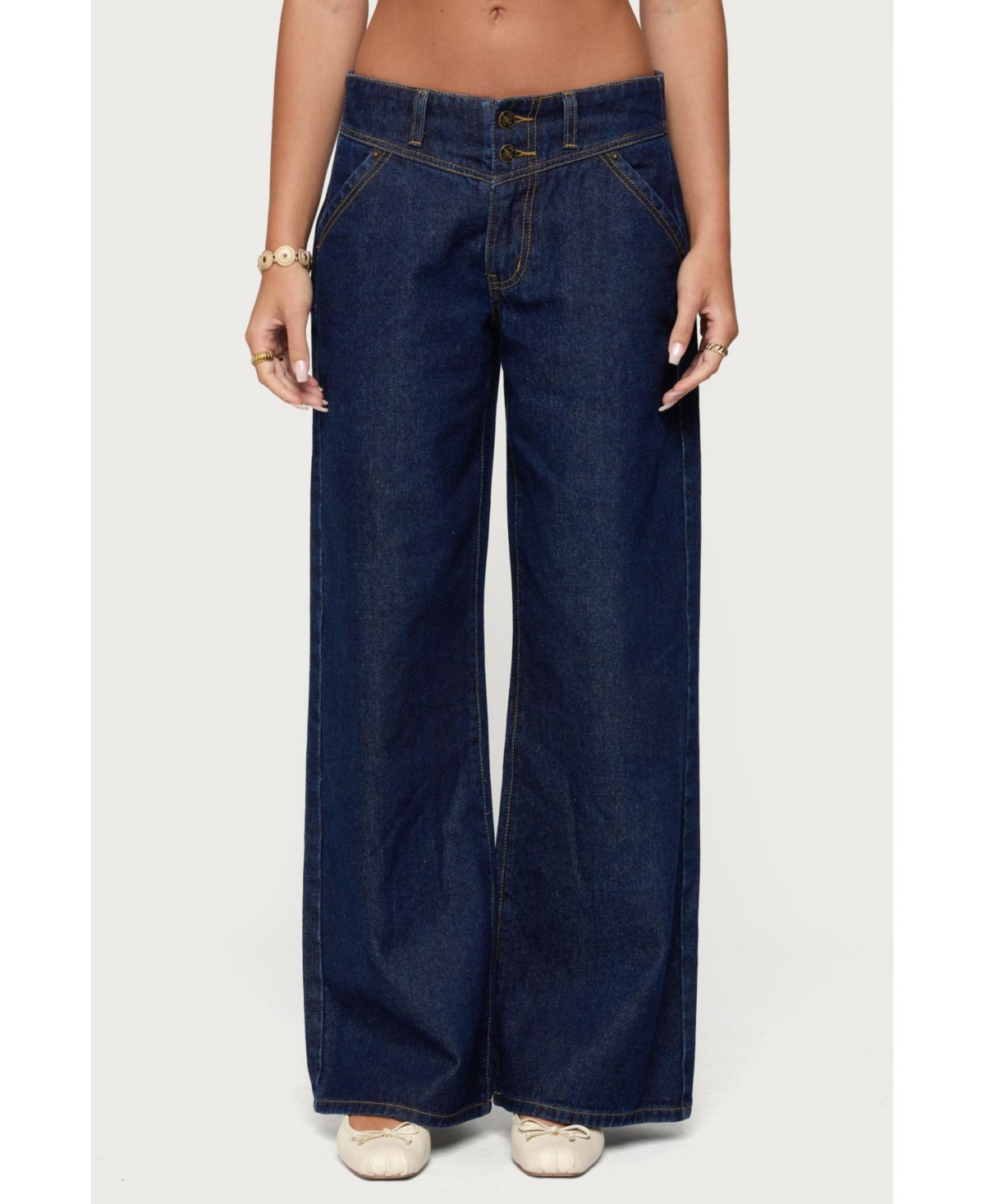 Edikted Women's Meredith Low Rise Jeans - Blue | Macy's