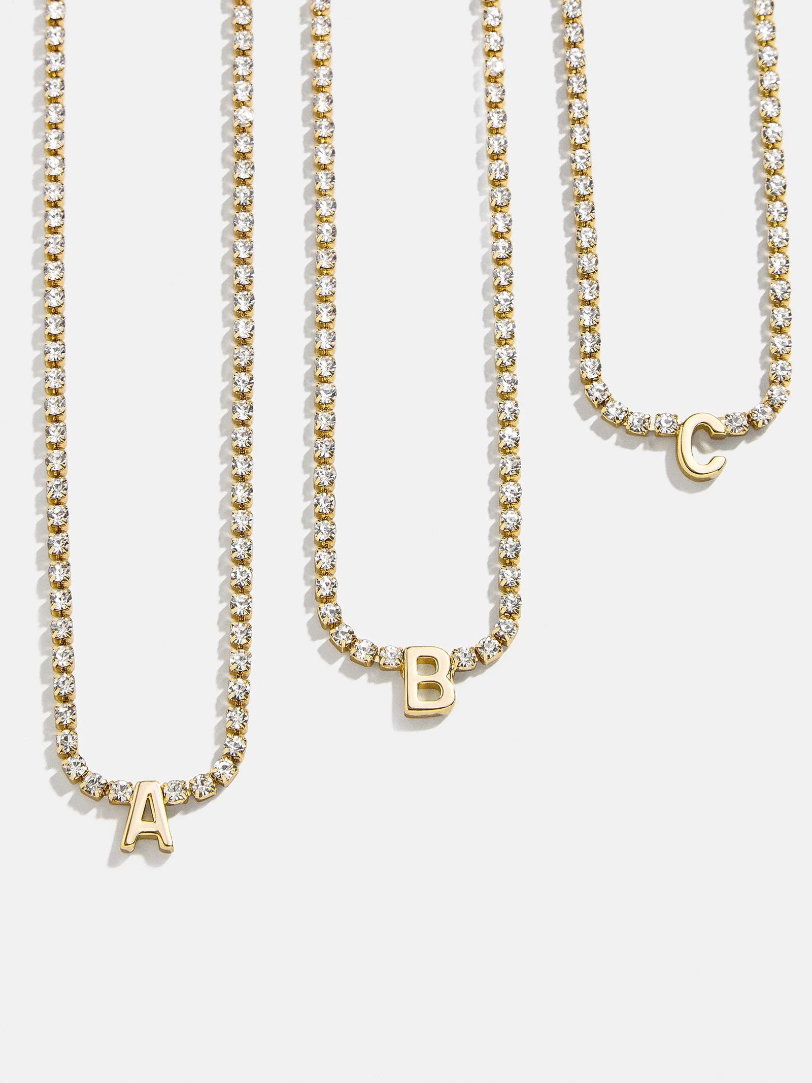 Ruth Initial Tennis Necklace - Gold/Pavé | BaubleBar