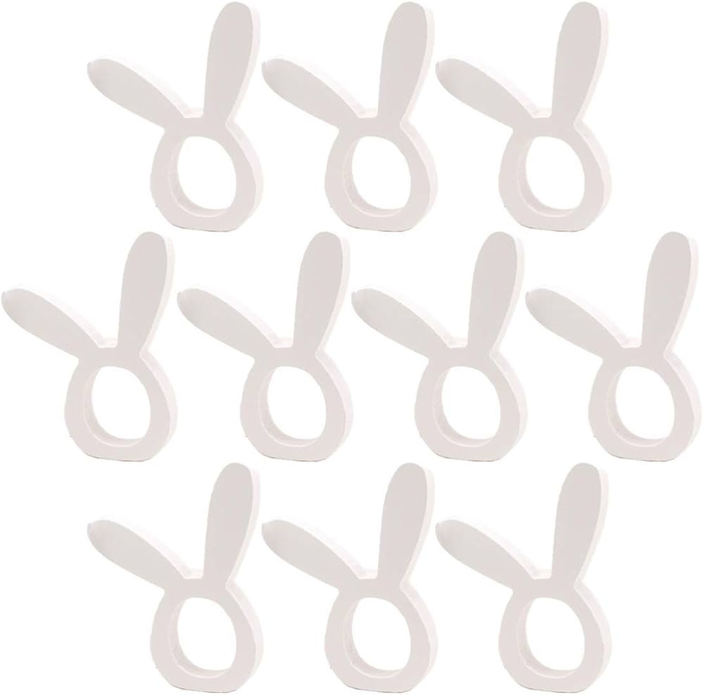 Happyyami 10PCS Wood Rabbit Ear Napkin Rings Decorative Wood Serviette Rings Napkin Holders Napki... | Amazon (US)