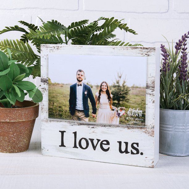 I Love Us Whitewash 7 x 7 Wood Box Wall Photo Frame Plaque | Walmart (US)