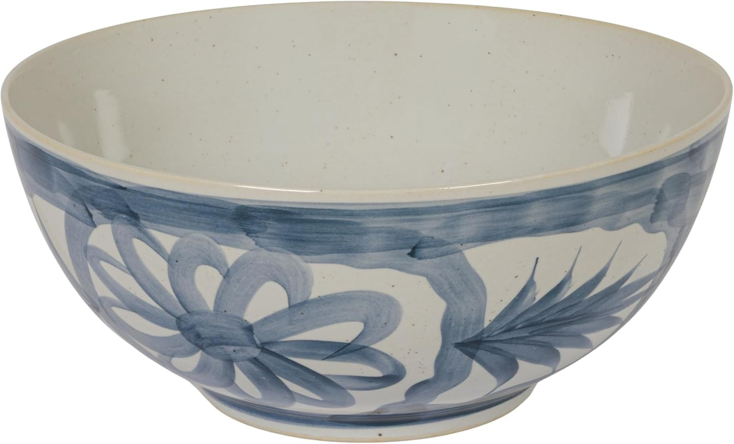 Creative Co-Op Hand Painted Stoneware Floral Design, Blue and White Bowl | Amazon (US)