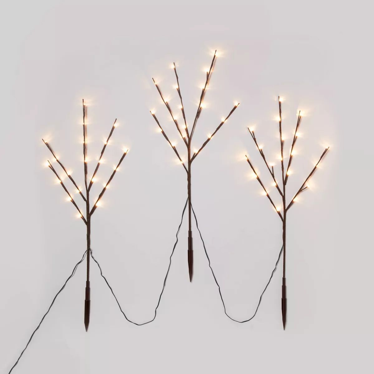 3ct LED Artificial Twig Christmas Stake Lights Warm White - Wondershop™: Birch Effect, 30" Heig... | Target