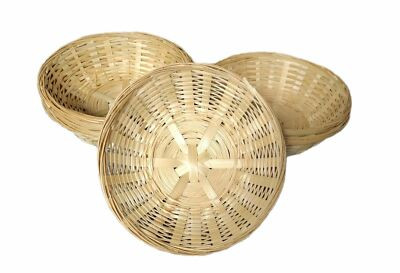 6 Vintage Bread Baskets Small Round Woven Wicker Bamboo Hamper Basket Snack Bowl | eBay UK