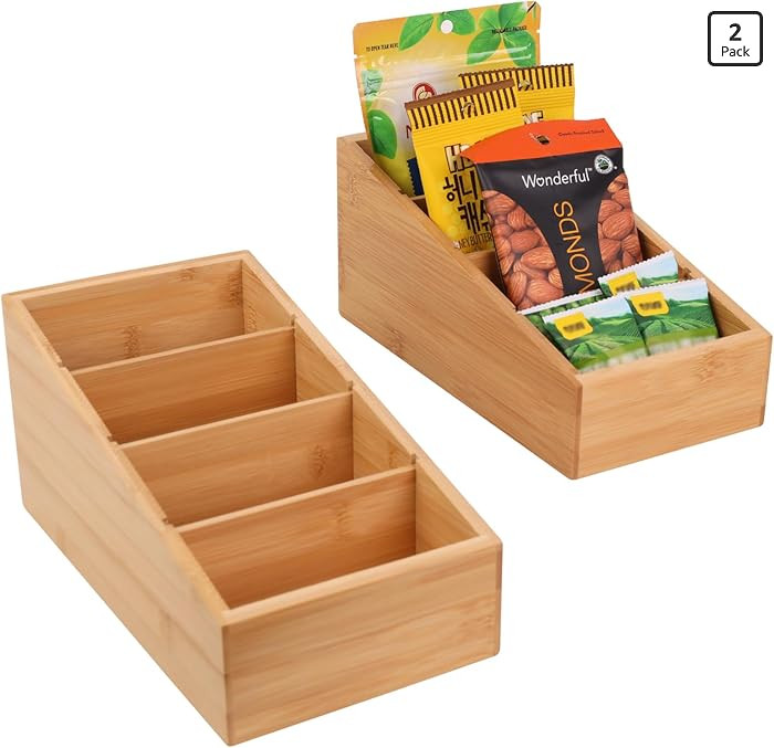HTB 4-Section Snack Organizer with Removable Dividers for Kitchen, Cabinet, Office, Countertop, 2... | Amazon (US)