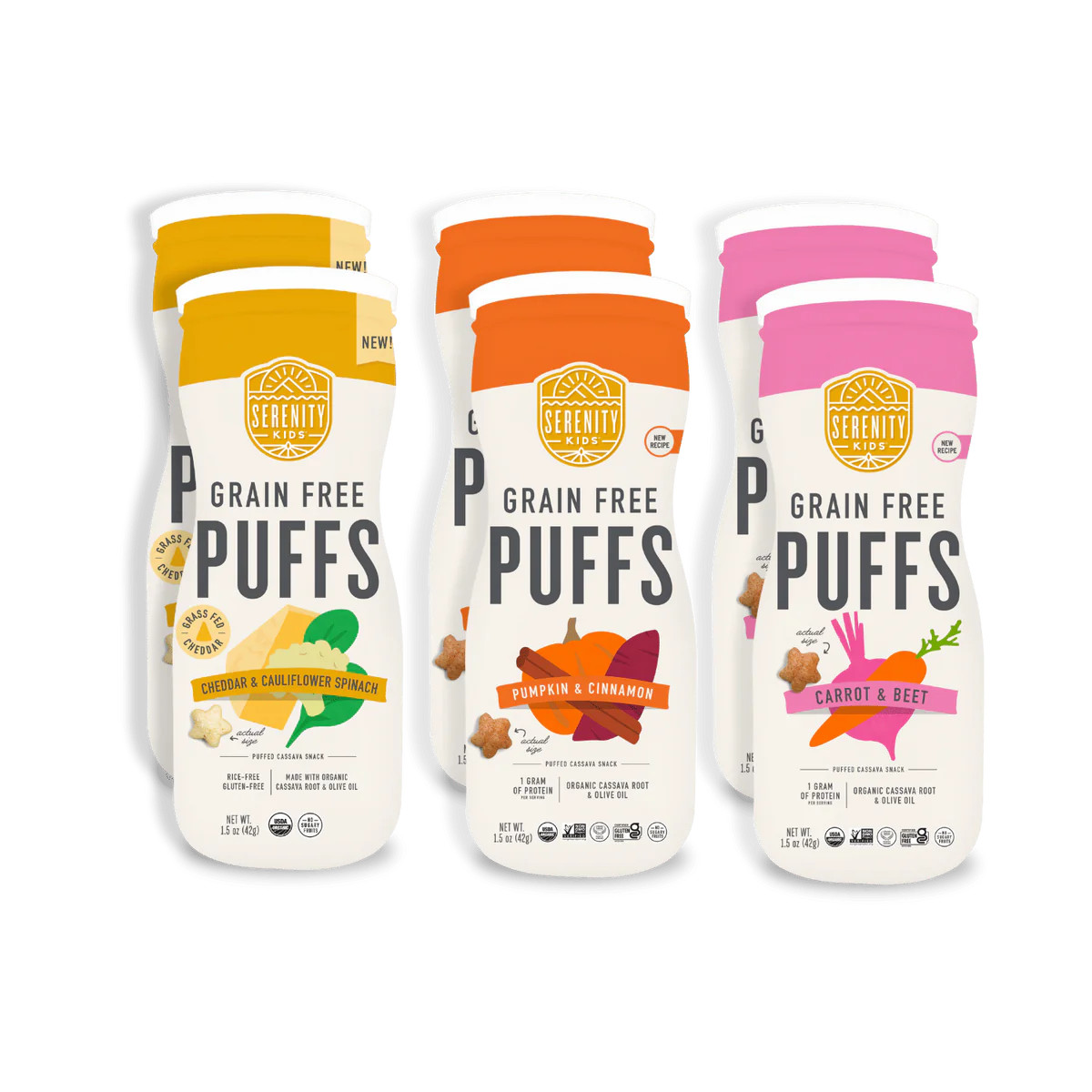 Grain Free Puffs Variety Pack | Variety 6-Pack | Serenity Kids | Serenity Kids