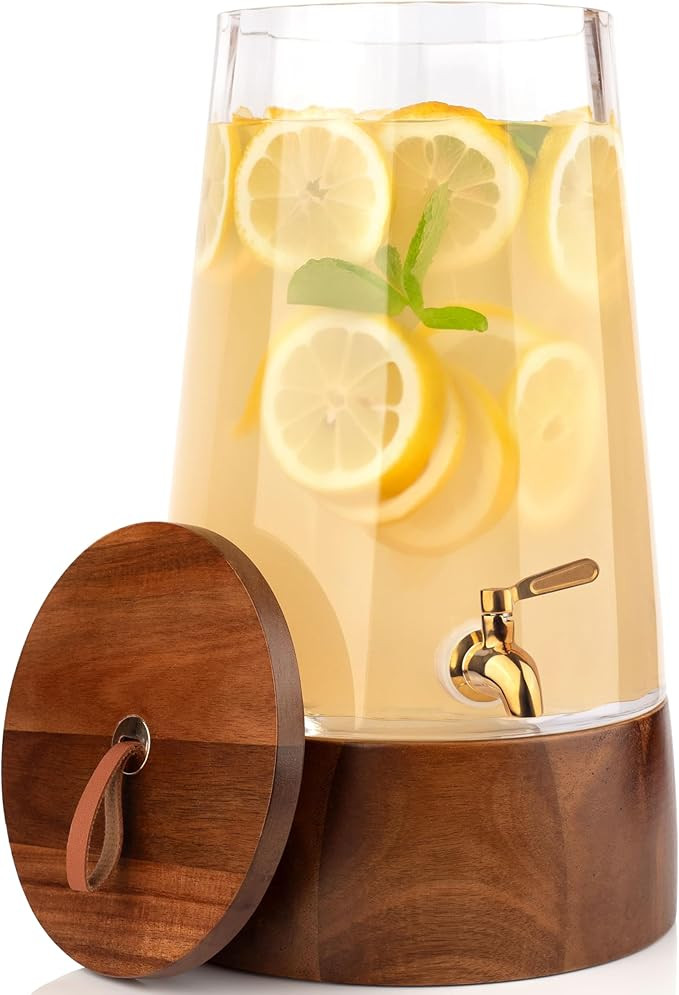 FOODLE Large Glass Drink Dispenser with Spigot - Glass Beverage Dispenser with Stand - Perfect fo... | Amazon (US)