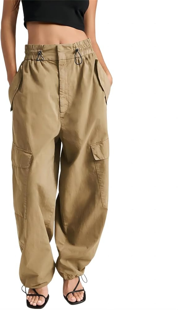 Cicy Bell Women's Wide Leg Cargo Pants Baggy Smocked Waist Fashion Pants with Pockets | Amazon (US)