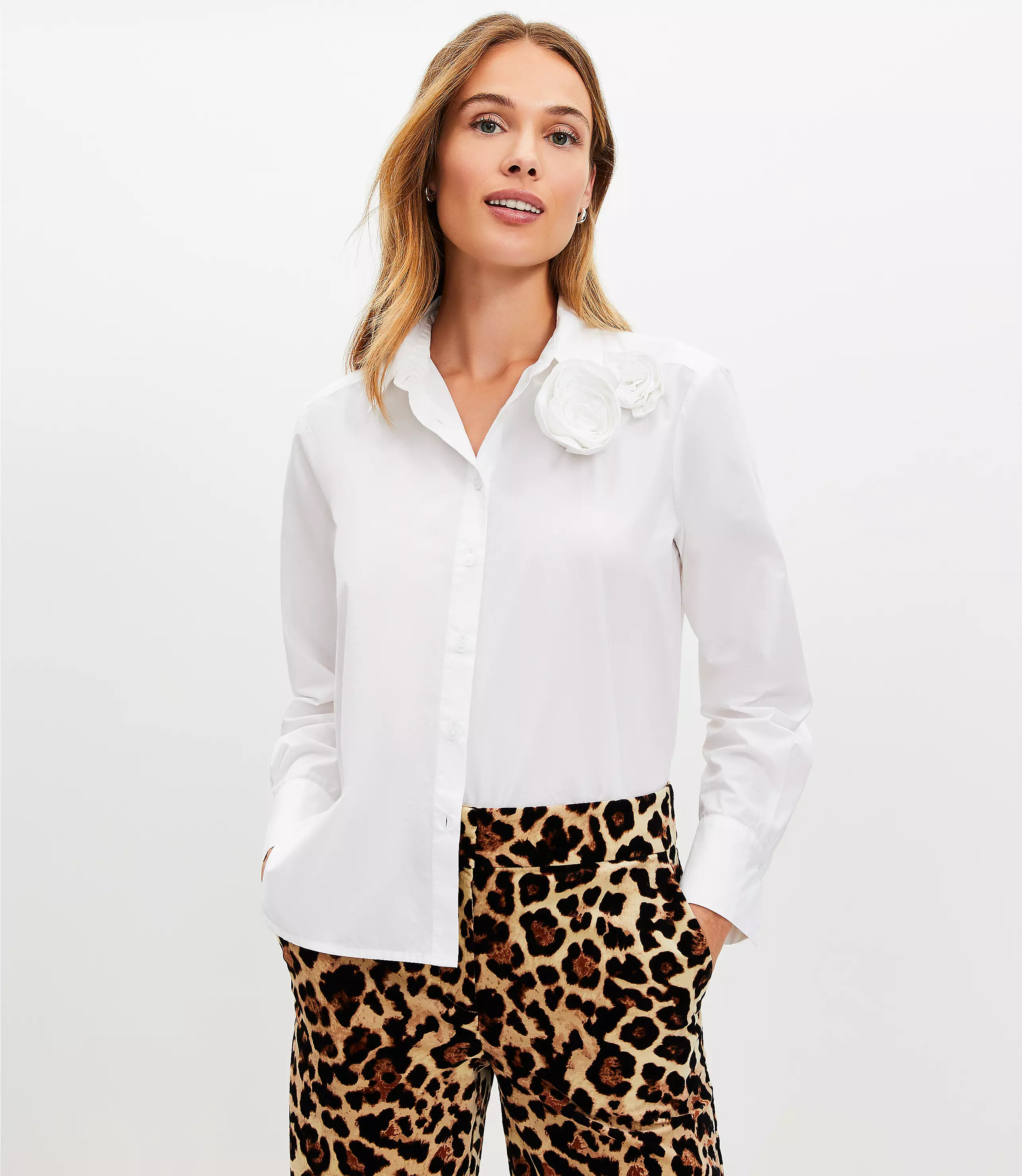 Petite Rosette Poplin Everyday Relaxed Shirt | LOFT