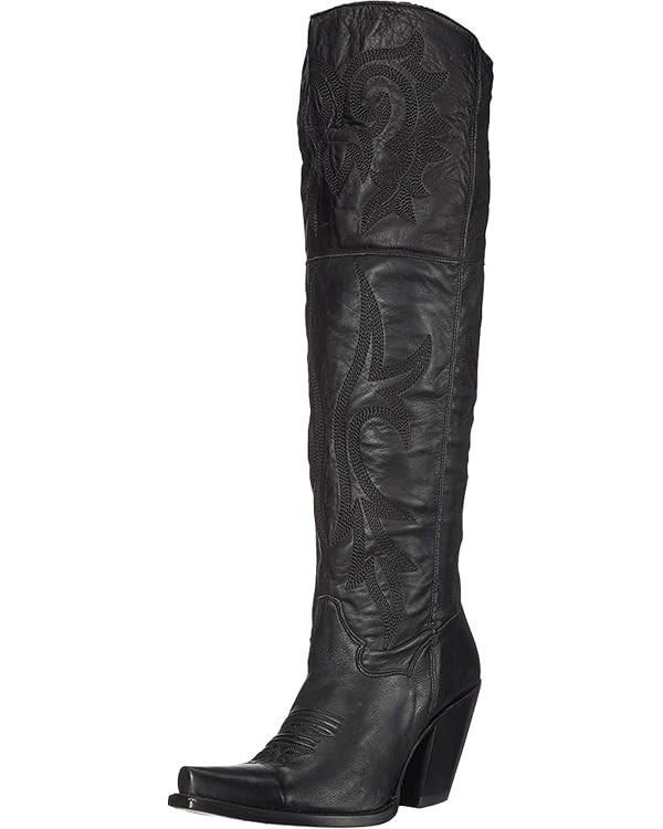 Dan Post Womens Jilted Embroidered Snip Toe Dress Boots Over the Knee High Heel 3" & Up - Brown | Amazon (US)