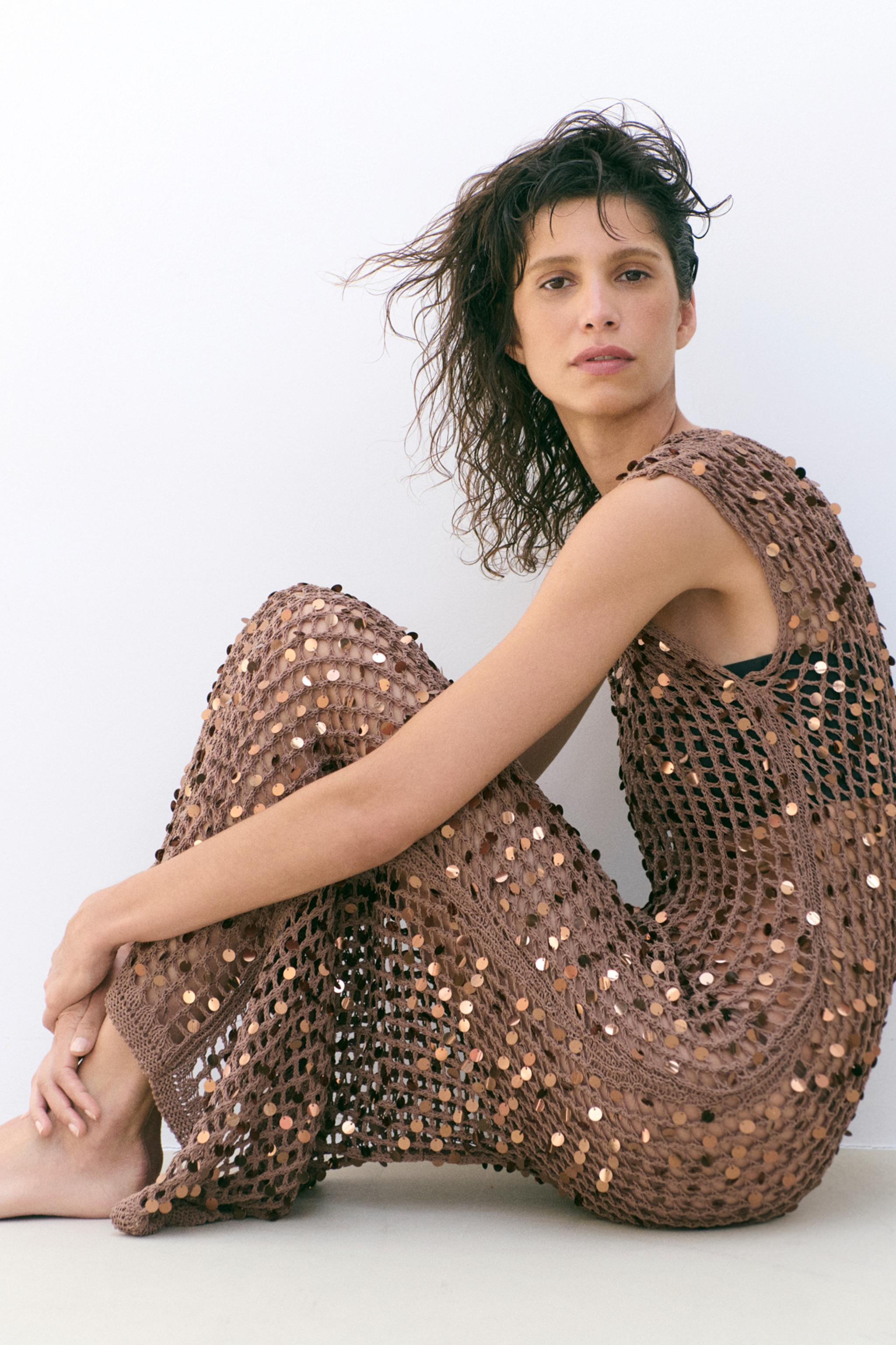 SEQUIN KNIT MAXI DRESS | Zara US