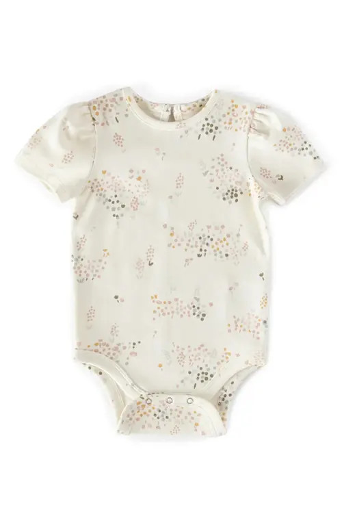 Pehr Flower Patch Puff Sleeve Organic Cotton Bodysuit at Nordstrom, Size 3-6M | Nordstrom