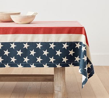American Flag Cotton/Linen Tablecloth | Pottery Barn (US)