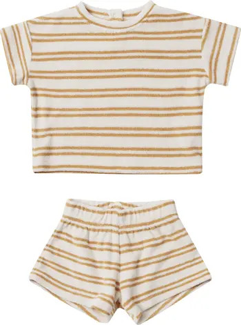Stripe Organic Cotton Blend Terry Cloth T-Shirt & Shorts Set | Nordstrom