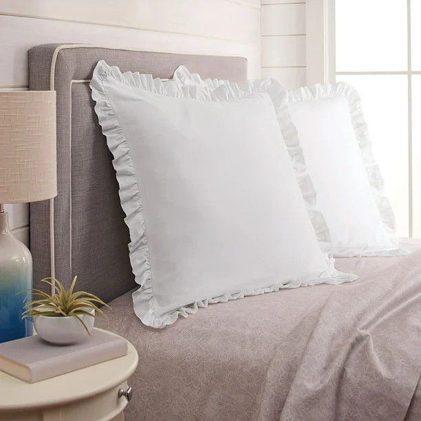 Better Homes & Gardens Raw Edge Ruffle Euro Pillow Sham, 1 Each, White | Walmart (US)