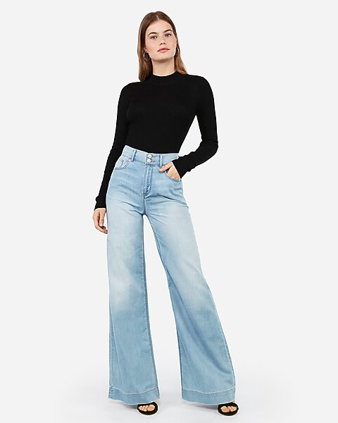 cropped mock neck fitted sweater | Express