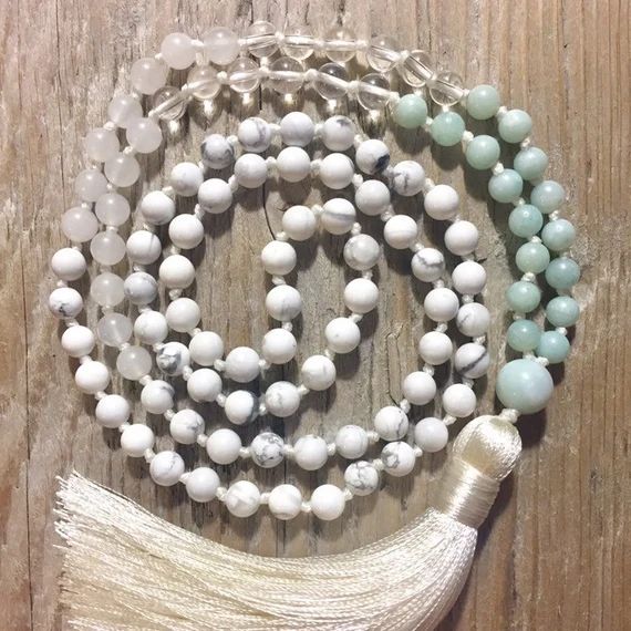 Amazonite Mala Necklace | Quartz Mala Beads | Gemstone Mala | 108 Mala beads | Mala Necklace | Ho... | Etsy (US)