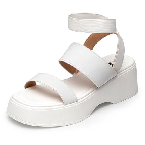 Trary White Sandals Women, White Sandals, White Sandals Women Dressy, Open Toe Women Sandals, White Platform Sandals, White Heeled Sandals for Women, Cute Sandals for Women, White Wedge Sandals for Women Size 6.5 | Amazon (US)