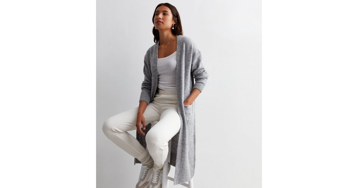 Grey Knit Pocket Front Midi Cardigan
						
						Add to Saved Items
						Remove from Saved Item... | New Look (UK)