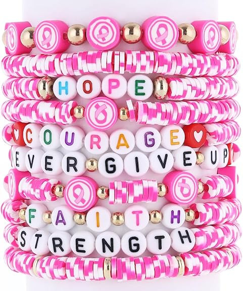 Cooluckday Breast Cancer Bracelets Fall Thanksgiving Bracelets Halloween Beads for Bracelets Heis... | Amazon (US)