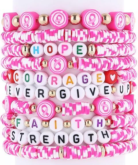 Cooluckday Breast Cancer Bracelets Fall Thanksgiving Bracelets Halloween Beads for Bracelets Heis... | Amazon (US)