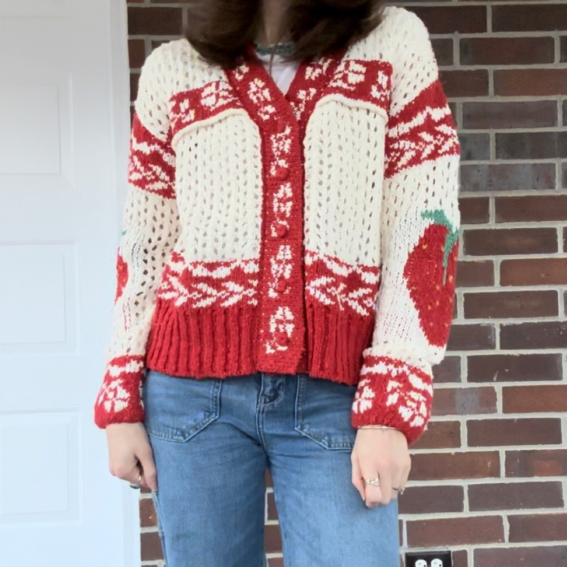 Strawberry fair isle cardigan sweater

#LTKStyleTip