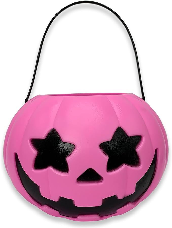 Twinkleplant Pink Pumpkin Candy Bucket Plastic Halloween Candy Buckets for Kids Trick or Treat Bu... | Amazon (US)