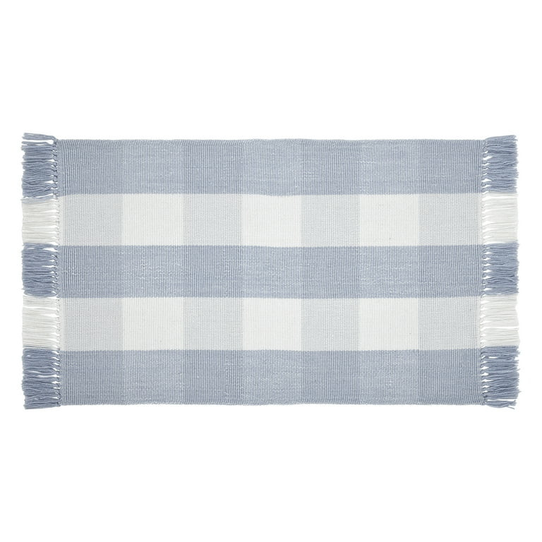 My Texas House Blue Gingham Fringe Indoor/Outdoor Layering Rug, 24" x 38" | Walmart (US)