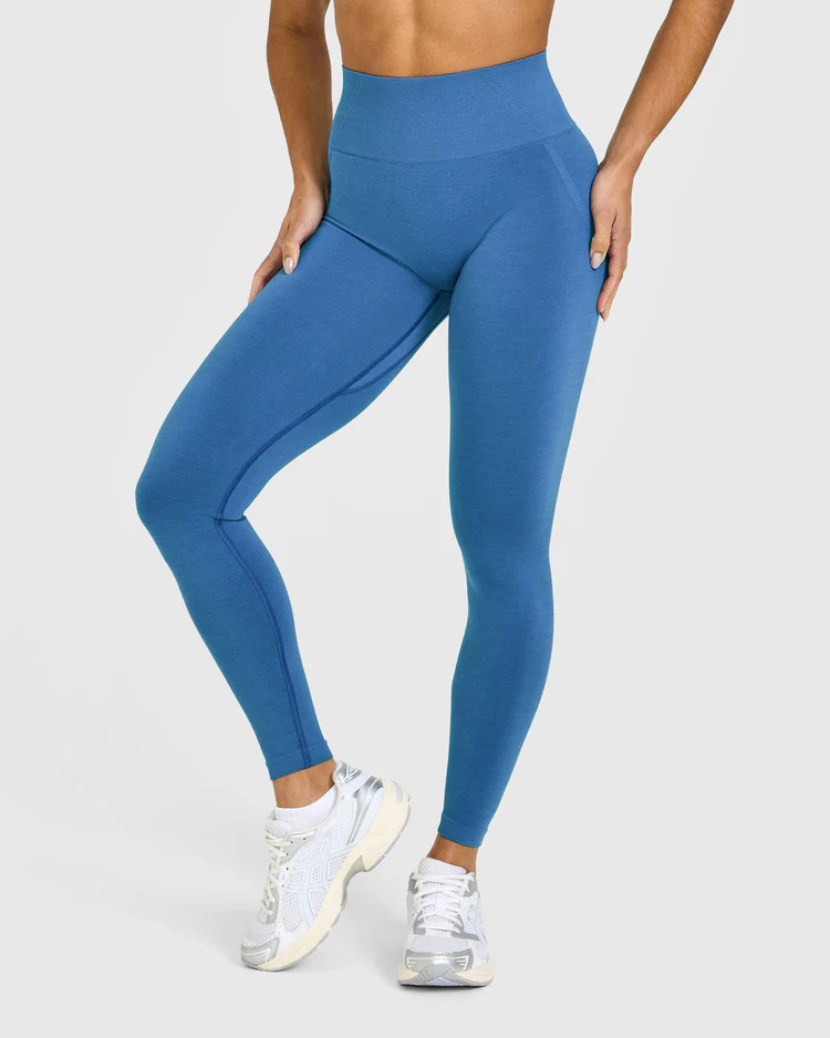 EffortlessLift™ Seamless Leggings with White Logo 
 Ocean Blue | Oner Active (UK / US)