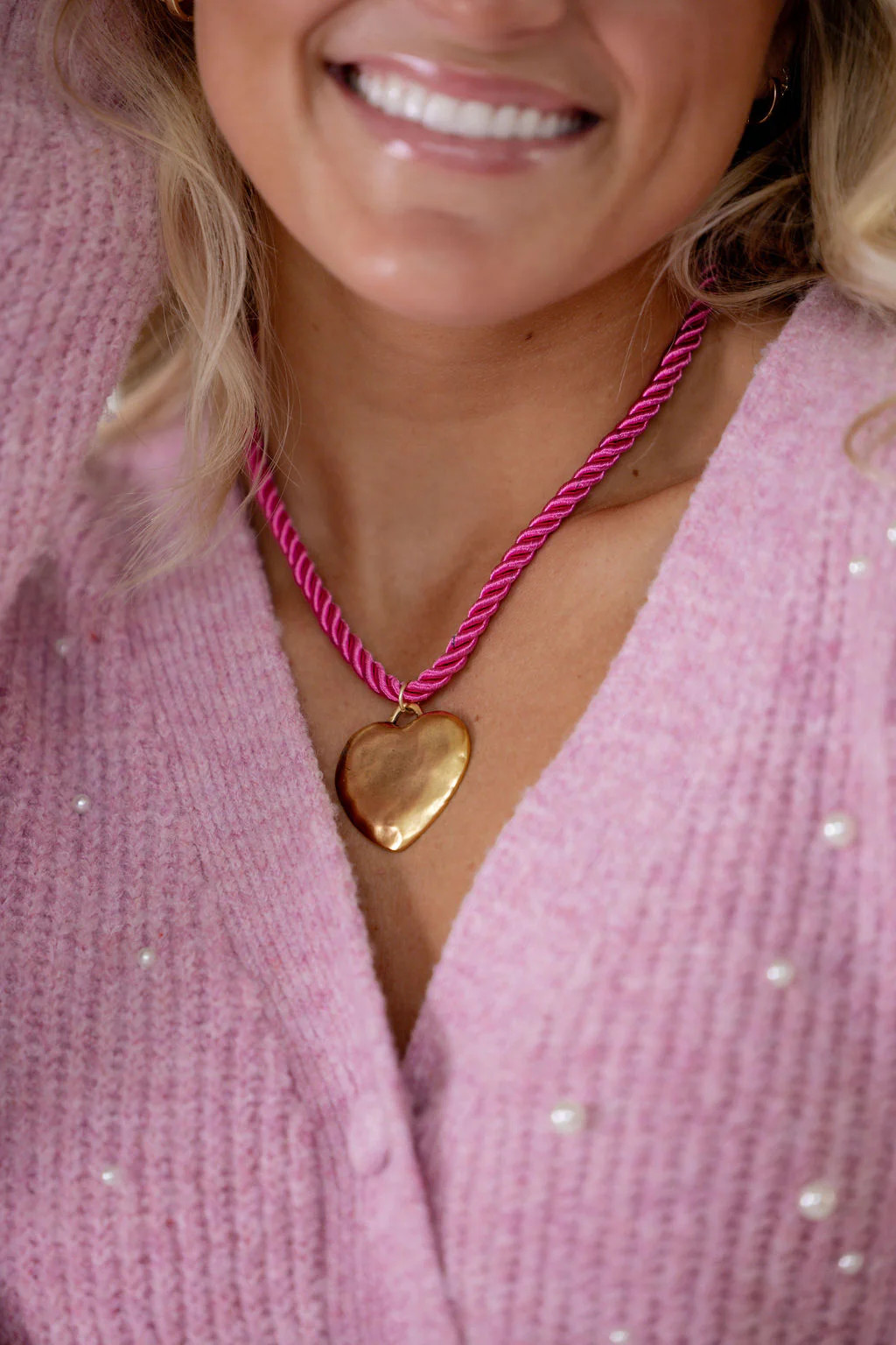 Hot Pink Rope Heart | Jup Jewels