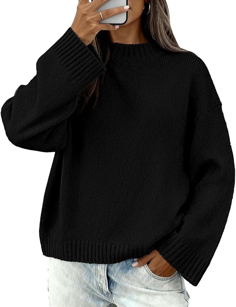 BTFBM Sweaters for Women 2026 Casual Crewneck Long Sleeve Loose Ribbed Knit Pullover Sweater Wint... | Amazon (US)