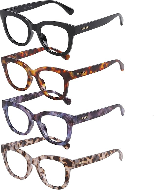 Reading Glasses for Women Men Square Oval Readers with Spring Hinge Thick Frame Style | Amazon (US)