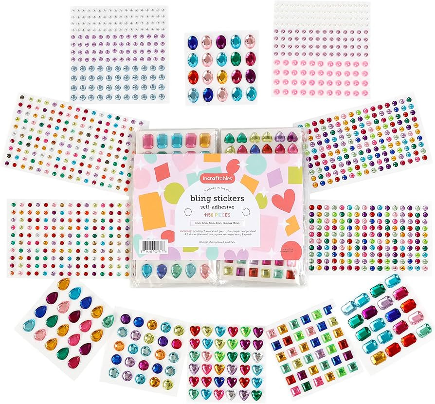 Incraftables Rhinestone Stickers 1150 pcs. Best Self Adhesive Multicolor Sticker Gems for Crafts.... | Amazon (US)
