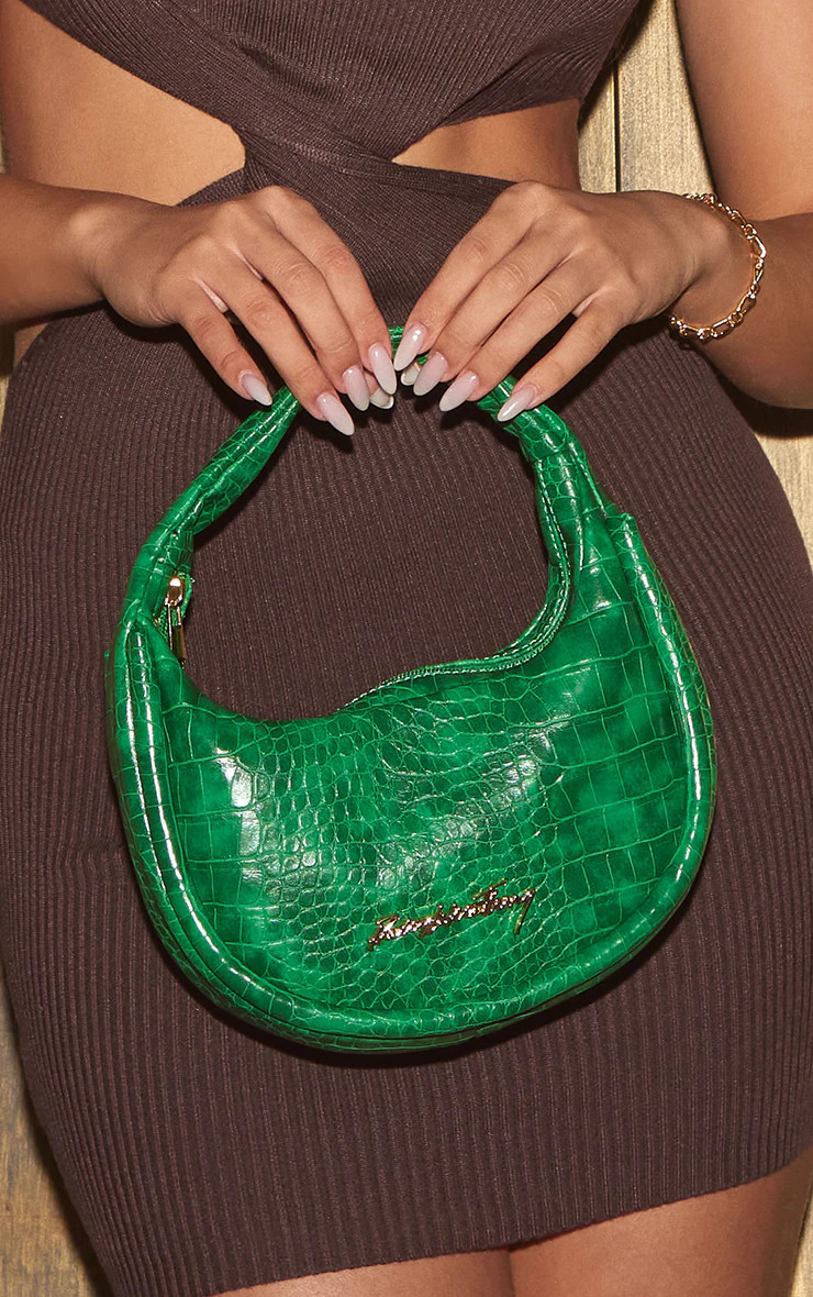 PRETTYLITTLETHING Green PU Croc Mini Grab Bag | PrettyLittleThing UK