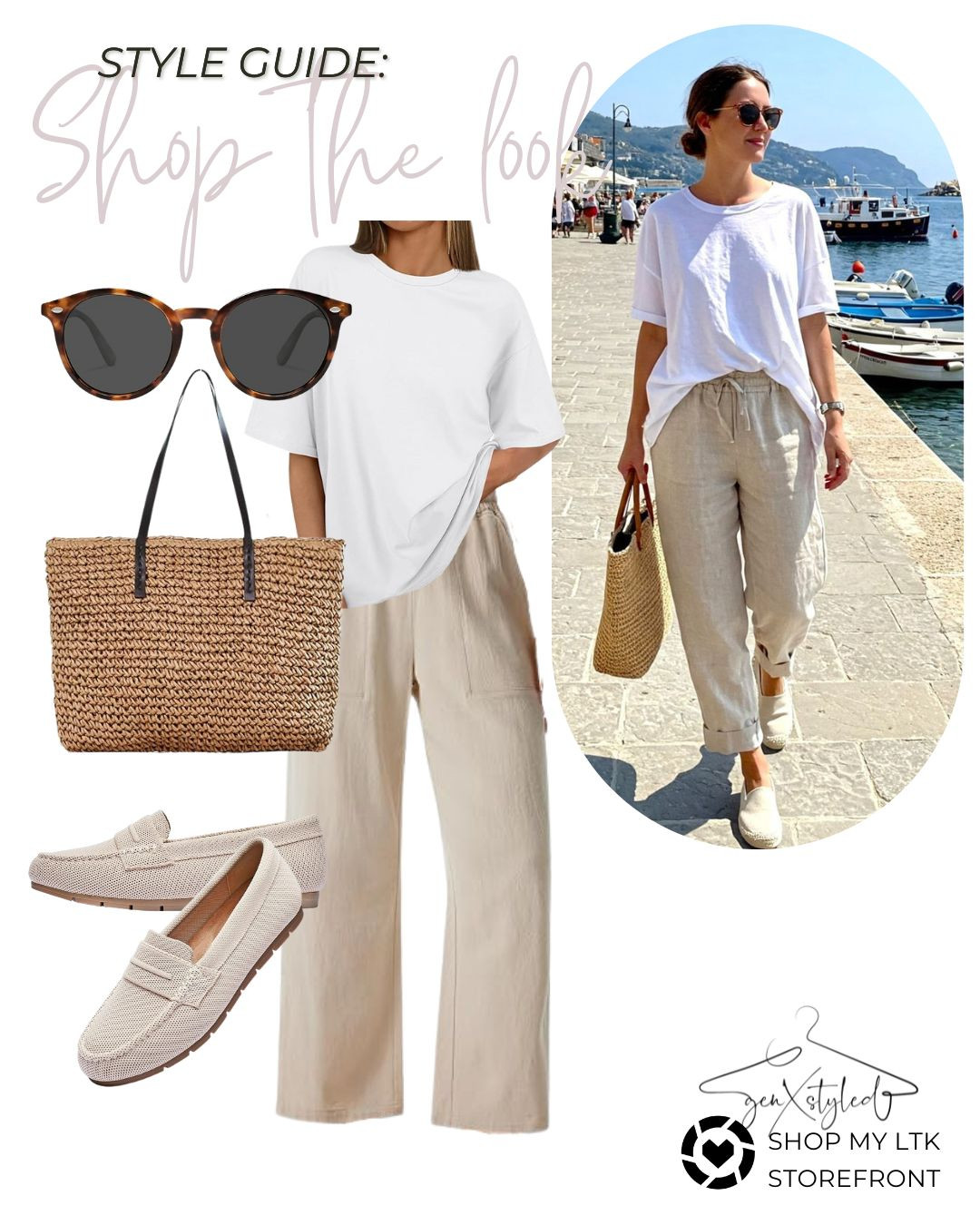 Inspirational outfit idea for summer!
Stay cool and stylish with an oversized tee, linen pants, comfy loafers, and a straw tote - perfect for any age! 

 #LTKSummerEdit #LTKSeasonal #LTKStyleTip